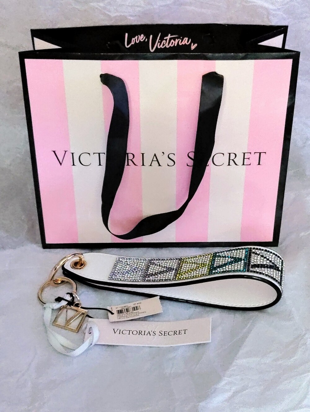 Victoria's Secret Rhinestone Keychain Wristlet Strap